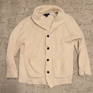 Banana Republic Ivory Shawl-Collar Ribbed Cardigan